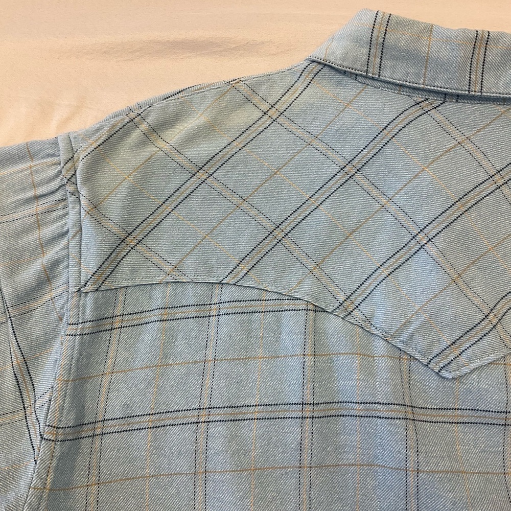 RESISTOL Double R Blue Plaid Button Front Long Sleeve Shirt, sz MD - Picture 9 of 11
